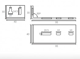 6005 | Soporte ajustable para guia de puerta corredera 95 mm